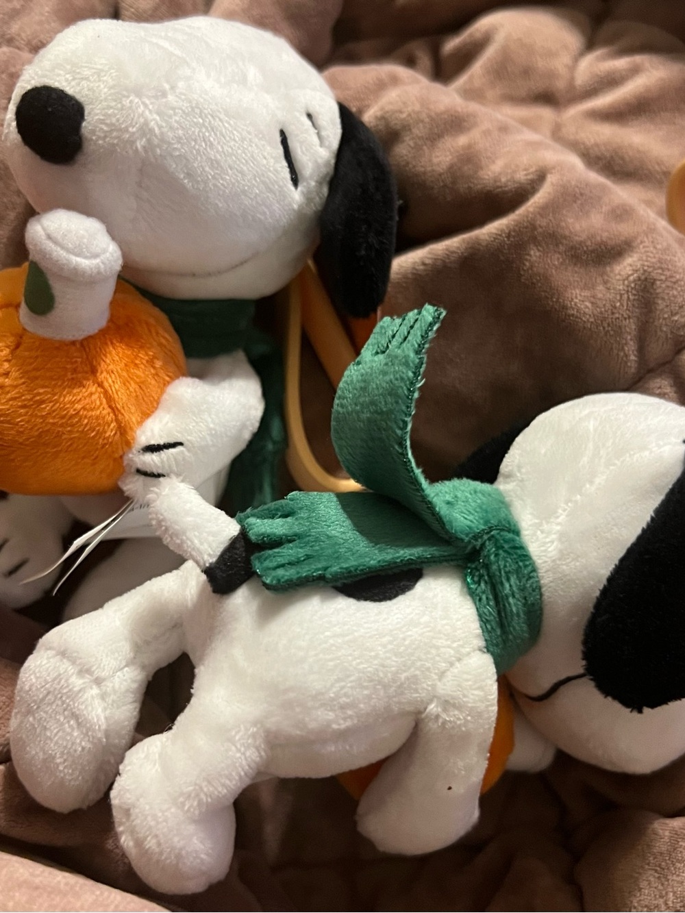 Peanuts Snoopy Plush Dog Toy with Orange Pumpkin and Green Scarf - Picture 3 of 6